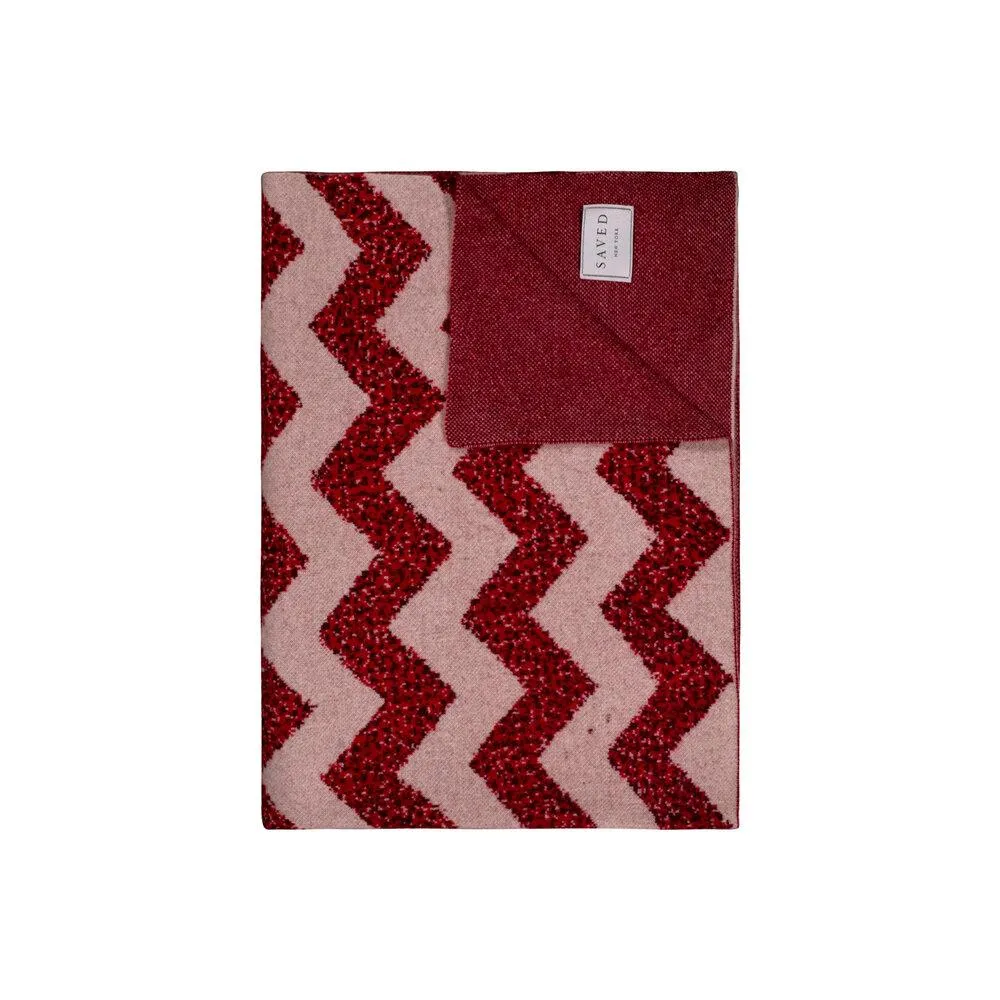 Cherry Zig Zag Cashmere Blankets by Saved NY