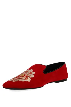 Edda Suede Embroidered Loafer