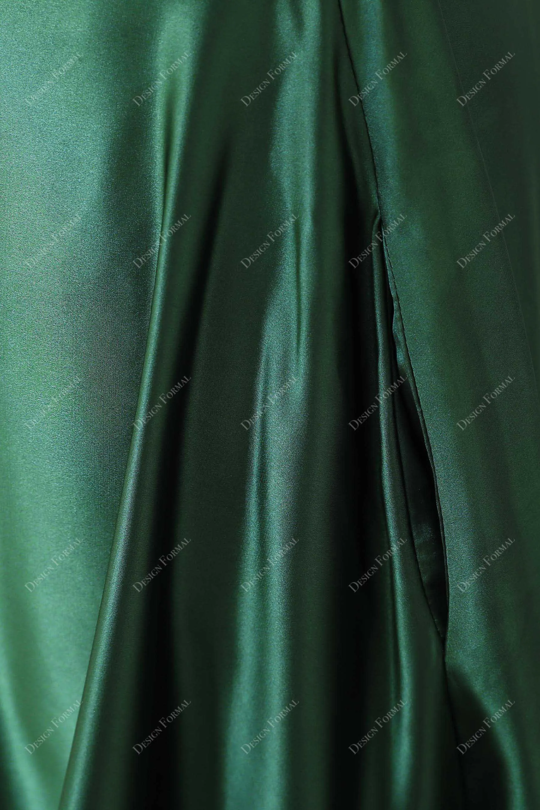 Emerald Green Strappy Back Sexy Slit Simple A-line Satin Dress