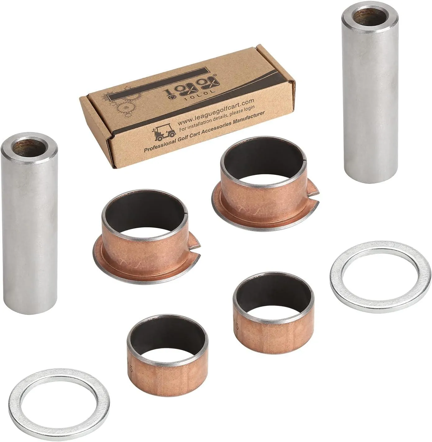 Golf Cart Spindle King Pin Tube & Bushing Kit For EZGO RXV  TXT PDS - 10L0L